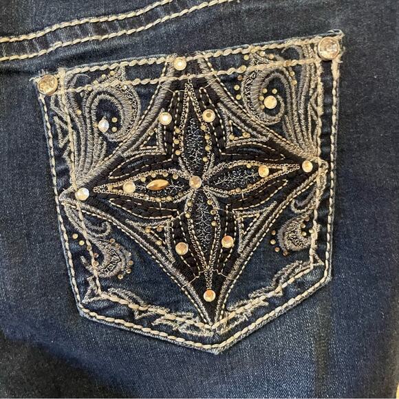 T 10 bootcut mid rise blue jeans white trendy bedazzled Bratz casual - Picture 4 of 8